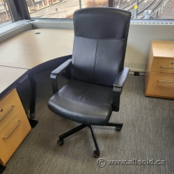 Ikea Millburget Black Leather Office Meeting Chair w/ Swivel